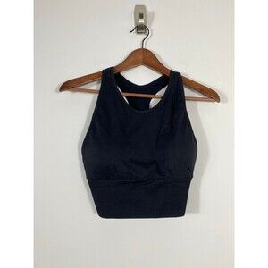 Victoria’s Secret PINK Active Black High-Neck Sports Bra Crop Top- Large